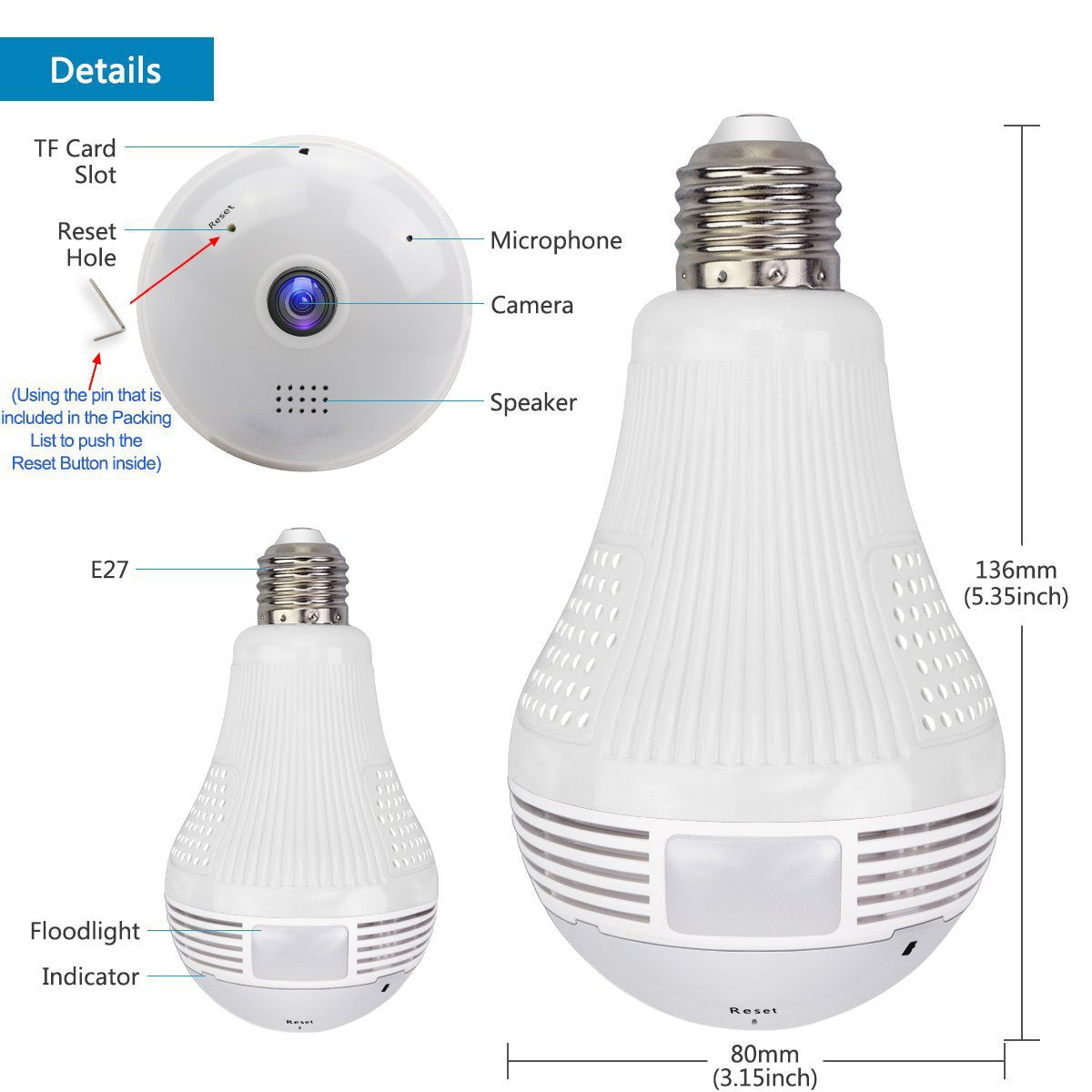 Panoramic Bulb Wifi Smart Led Bulb Light Camera