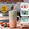 Portable Juicer With Handle & Straw for Smoothie Sipper Type-C Rechargeable (340 ml) 6 Stainless Steel Blades